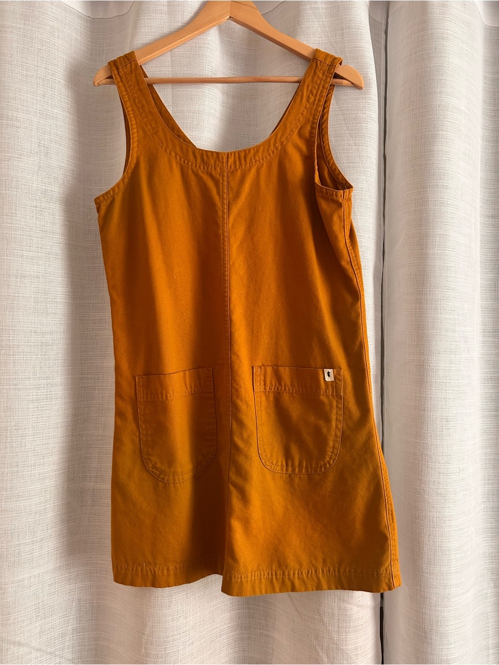 cotopaxi Rust Orange Cotton Pinafore Dress with Front Pockets